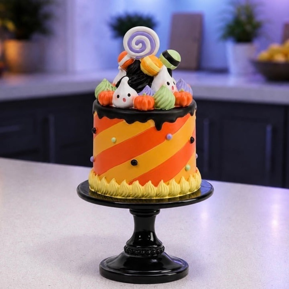 NEW Sweet Treats 12" Halloween Ghost Cake on Stand Decor